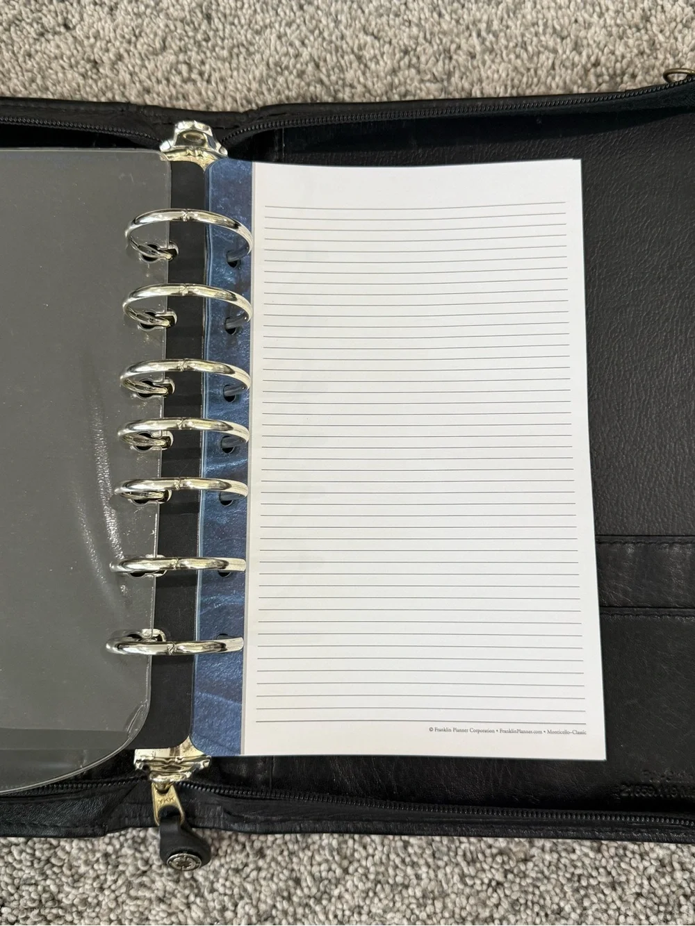 Vintage Franklin Covey Full Grain Leather Black Zip Around Planner 7 Ring Binder
